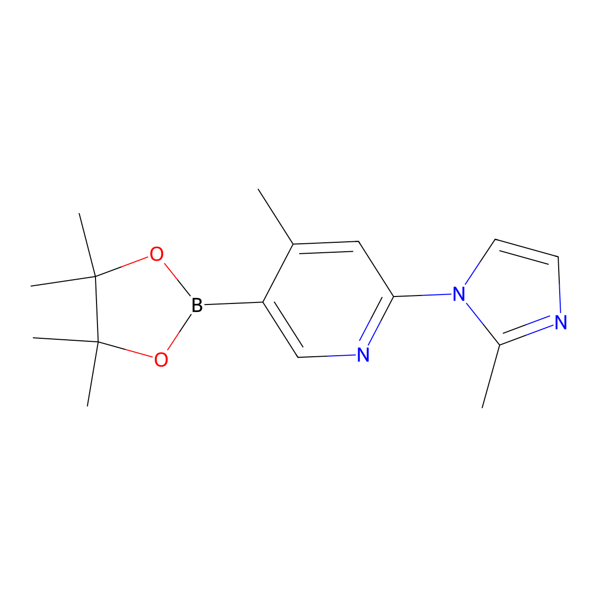 4-Methyl-2-(2-methyl-1h-imidazol-1-yl)-5-(4,4,5,5-tetramethyl-[1,3,2]dioxaborolan-2-yl)pyridine molecular structure, CAS 1351995-06-6