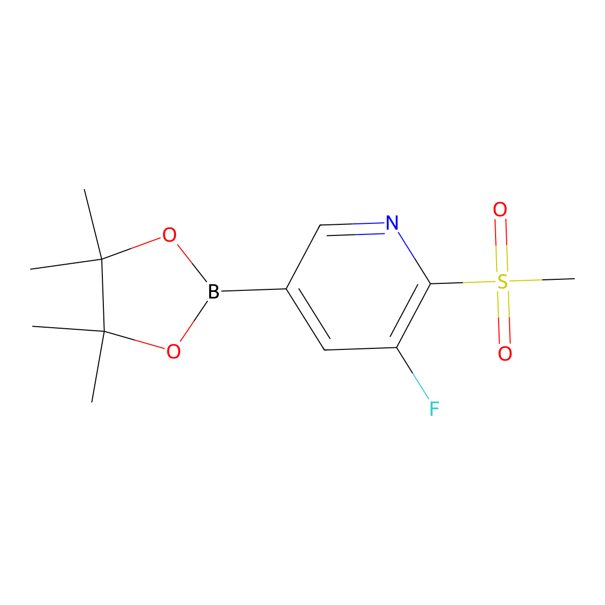 3-Fluoro-2-(methylsulfonyl)-5-(4,4,5,5-tetramethyl-1,3,2-dioxaborolan-2-yl)pyridine molecular structure, CAS 1351997-55-1