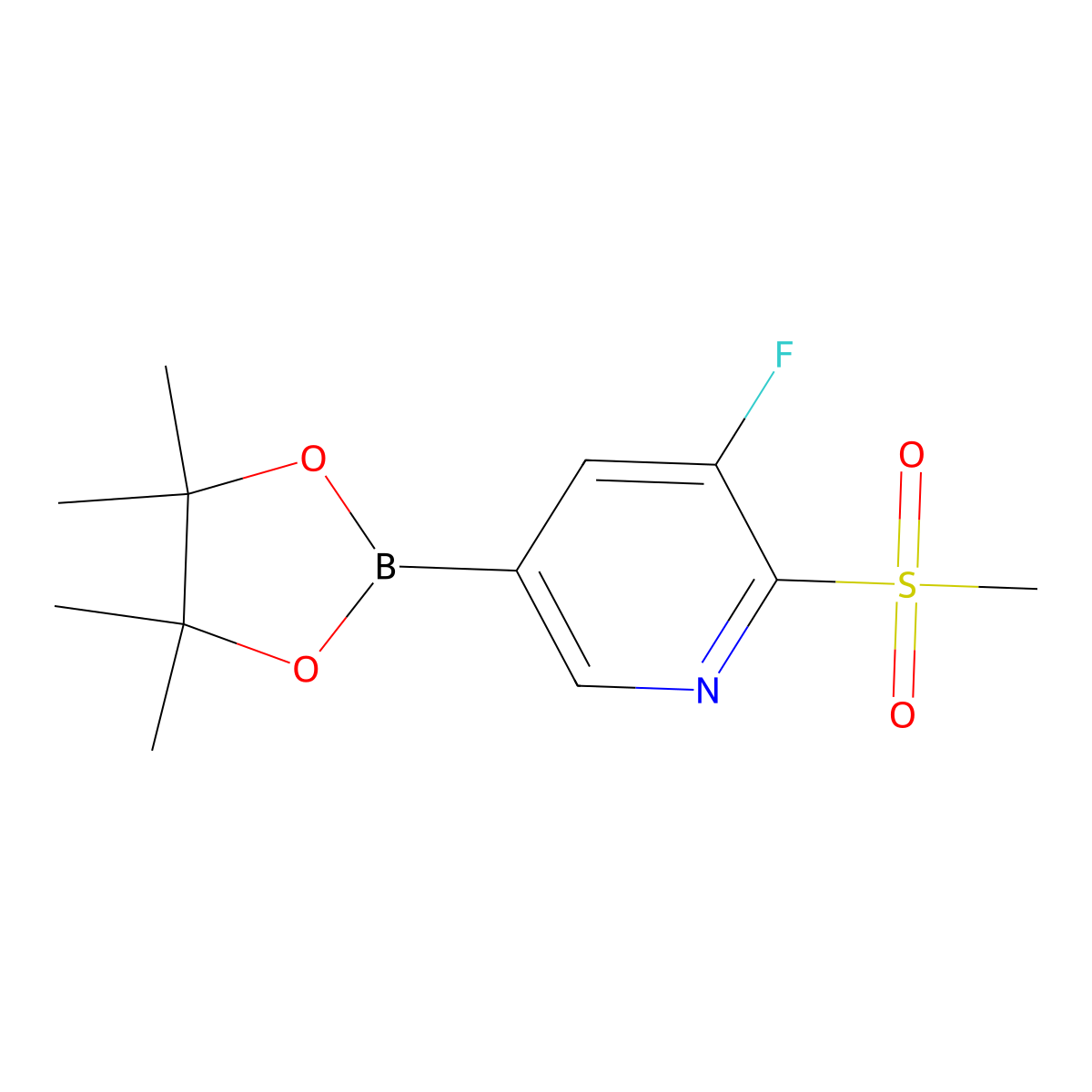 3-Fluoro-2-(methylsulfonyl)-5-(4,4,5,5-tetramethyl-1,3,2-dioxaborolan-2-yl)pyridine molecular structure, CAS 1351997-55-1