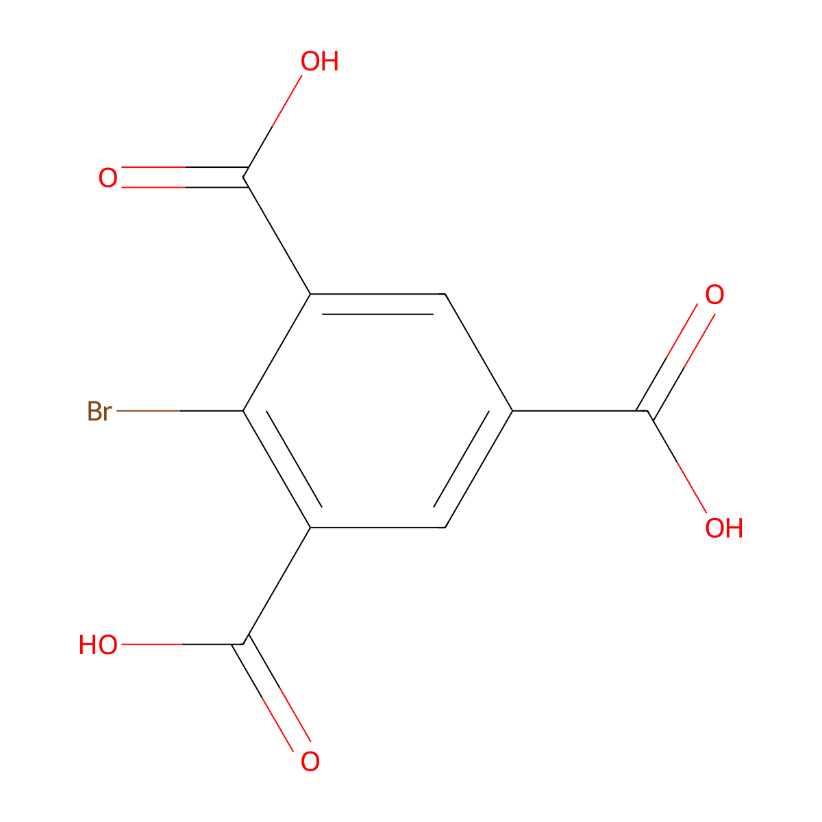 2-Bromobenzene-1,3,5-tricarboxylic acid molecular structure, CAS 13520-03-1