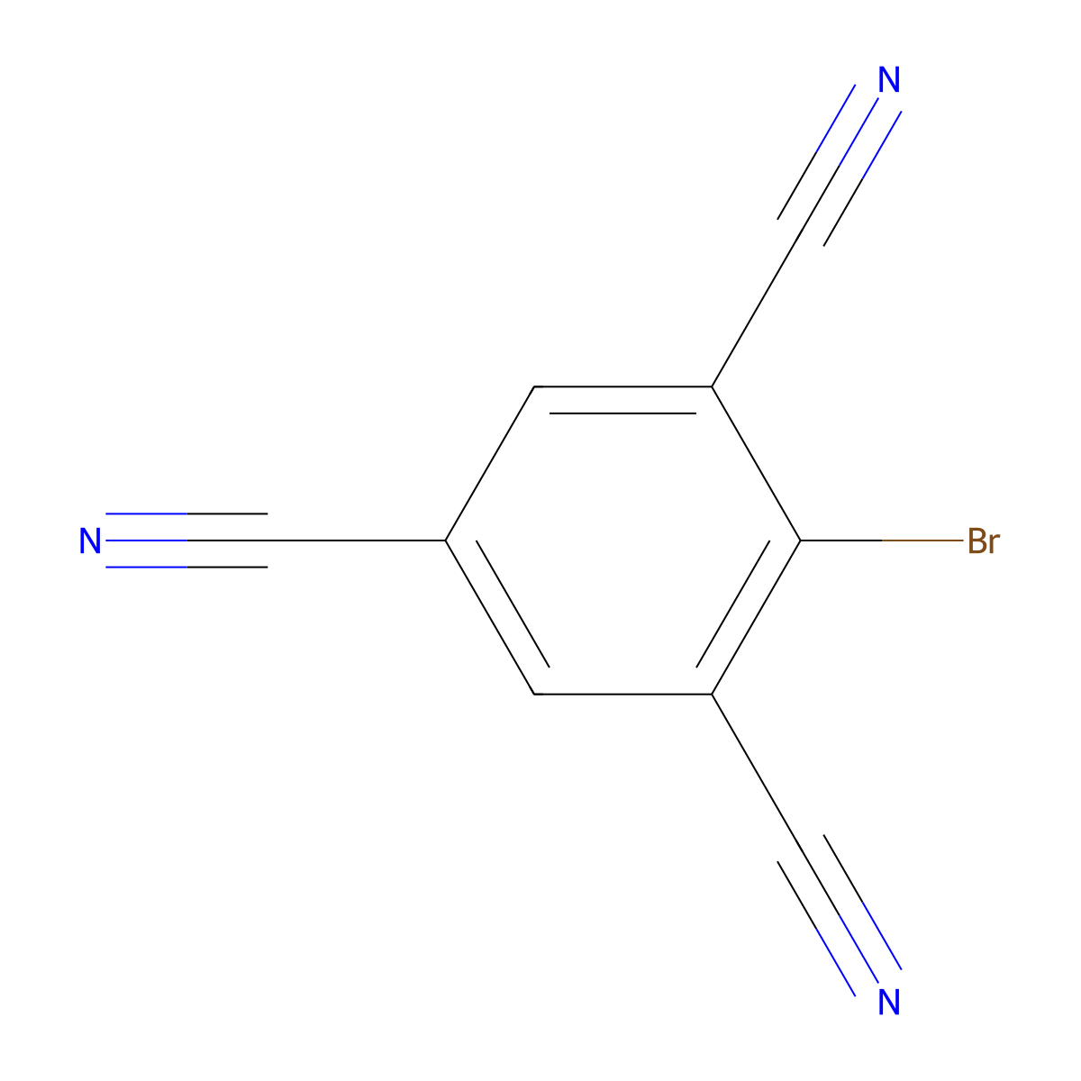 2-Bromobenzene-1,3,5-tricarbonitrile molecular structure, CAS 13520-05-3