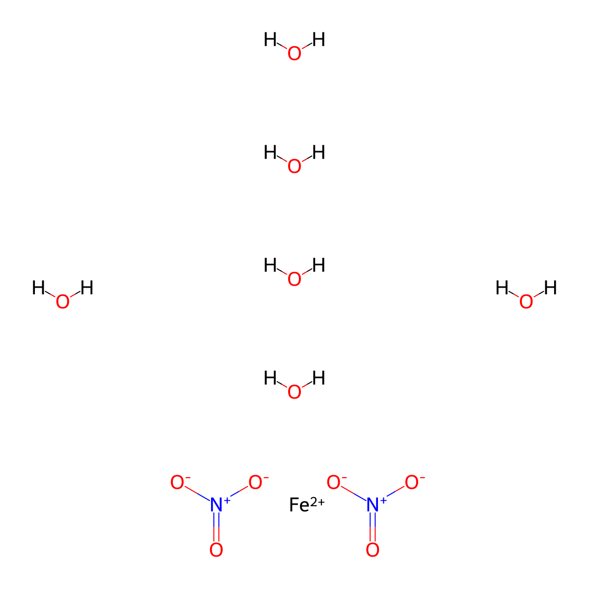 Ferrous nitrate hexahydrate molecular structure, CAS 13520-68-8