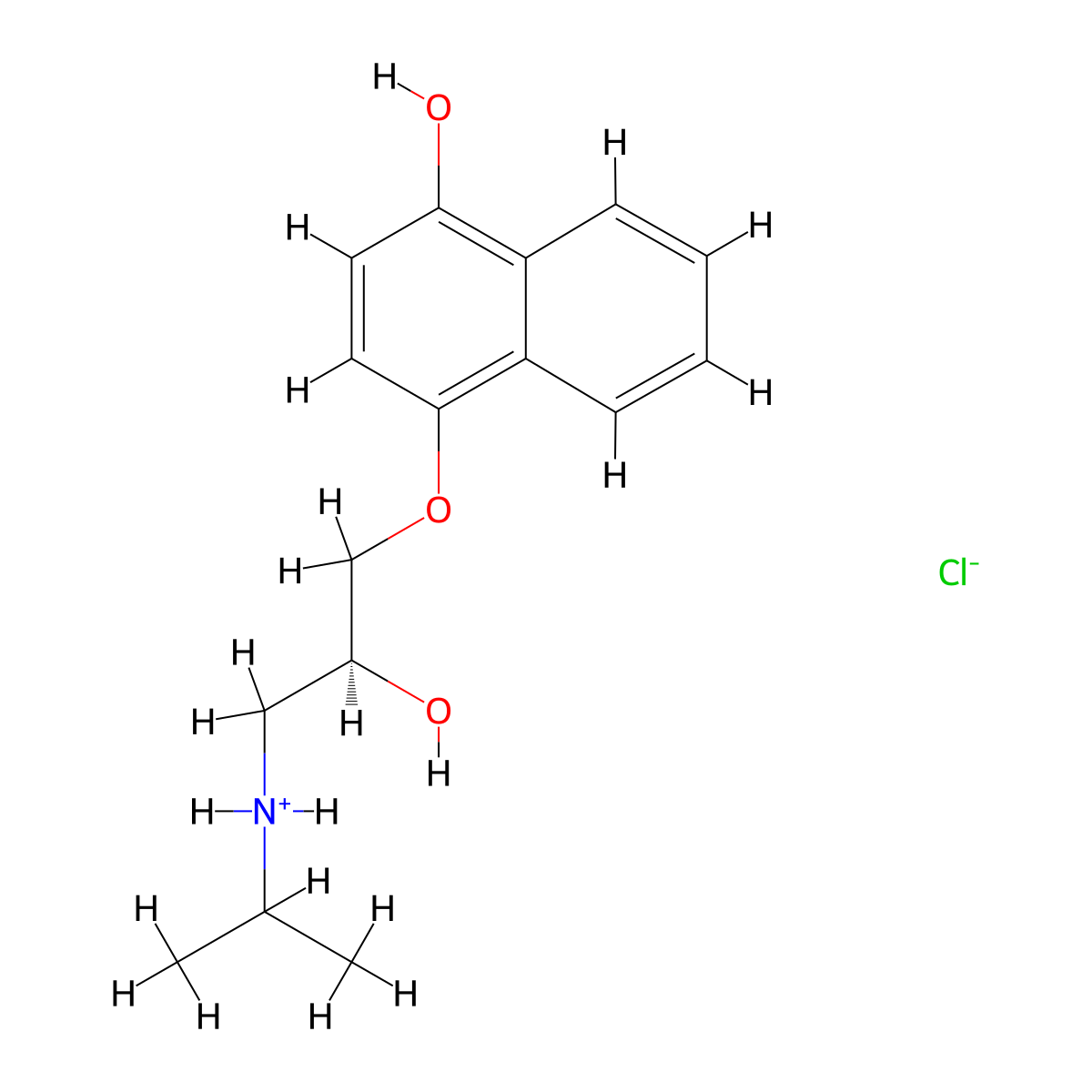 [(2S)-2-hydroxy-3-(4-hydroxynaphthalen-1-yl)oxypropyl]-propan-2-ylazanium;chloride molecular structure, CAS 135201-50-2