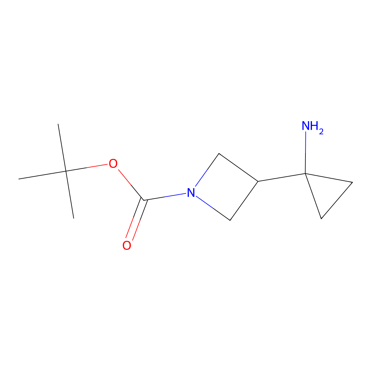 Tert-butyl 3-(1-aminocyclopropyl)azetidine-1-carboxylate molecular structure, CAS 1352012-69-1