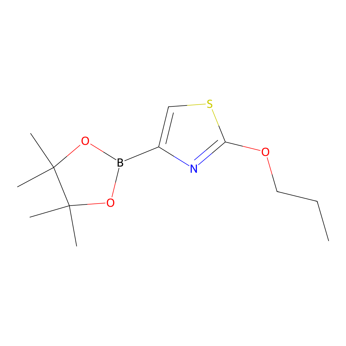 2-Propoxy-4-(4,4,5,5-tetramethyl-1,3,2-dioxaborolan-2-yl)thiazole molecular structure, CAS 1352037-23-0