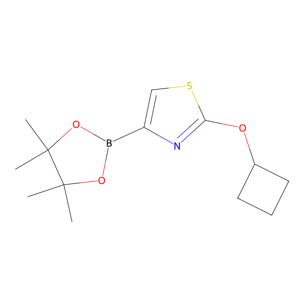 2-Cyclobutoxy-4-(4,4,5,5-tetramethyl-1,3,2-dioxaborolan-2-yl)thiazole molecular structure, CAS 1352037-27-4