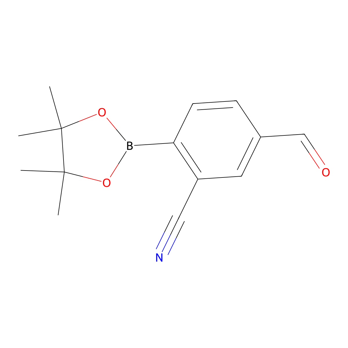 5-Formyl-2-(4,4,5,5-tetramethyl-1,3,2-dioxaborolan-2-yl)benzonitrile molecular structure, CAS 1352037-89-8