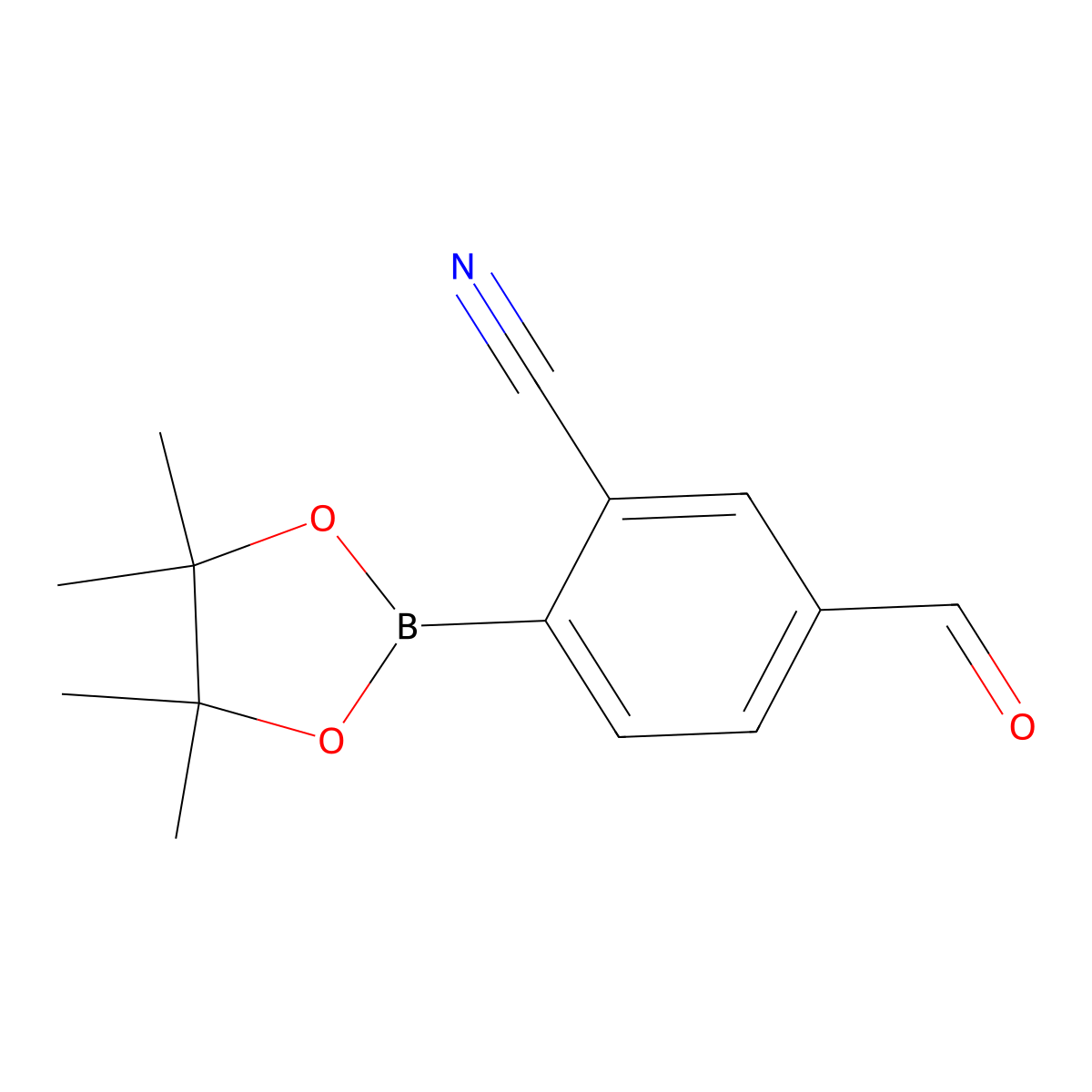 5-Formyl-2-(4,4,5,5-tetramethyl-1,3,2-dioxaborolan-2-yl)benzonitrile molecular structure, CAS 1352037-89-8