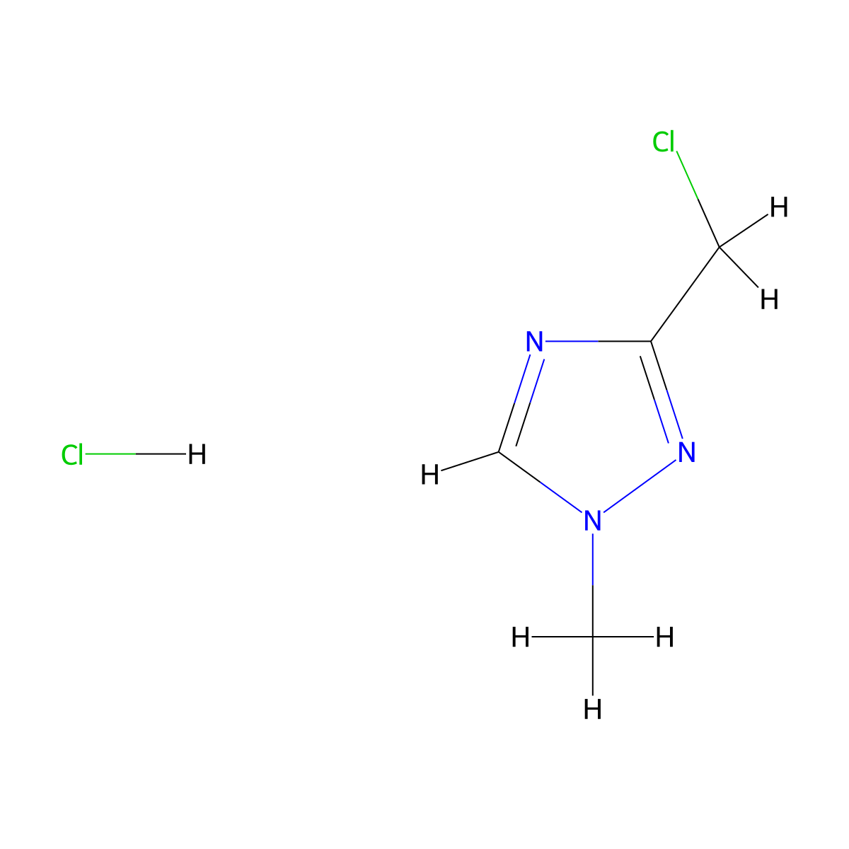 3-(chloromethyl)-1-methyl-1H-1,2,4-triazole hydrochloride molecular structure, CAS 135206-76-7