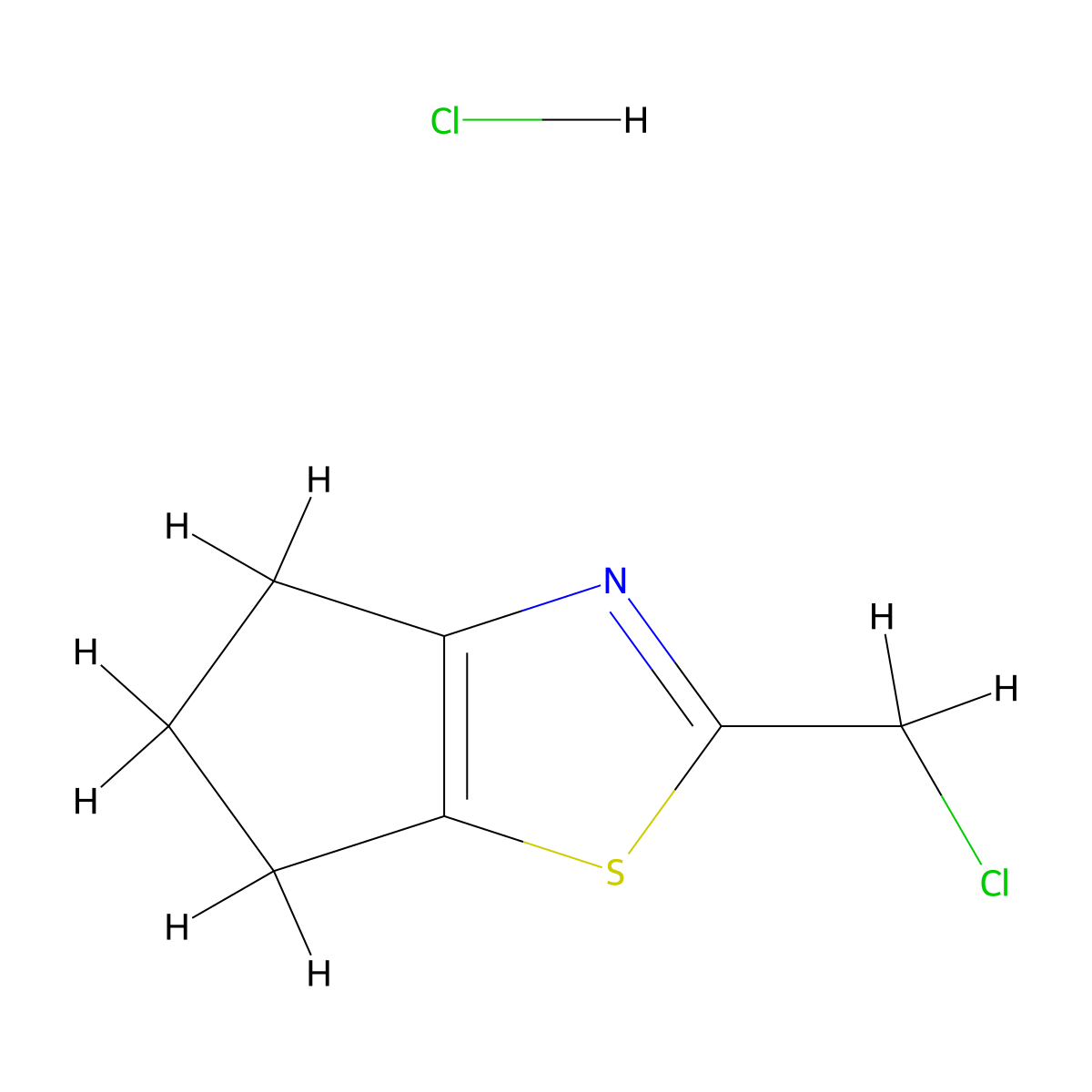 2-(chloromethyl)-4H,5H,6H-cyclopenta[d][1,3]thiazole hydrochloride molecular structure, CAS 135206-81-4