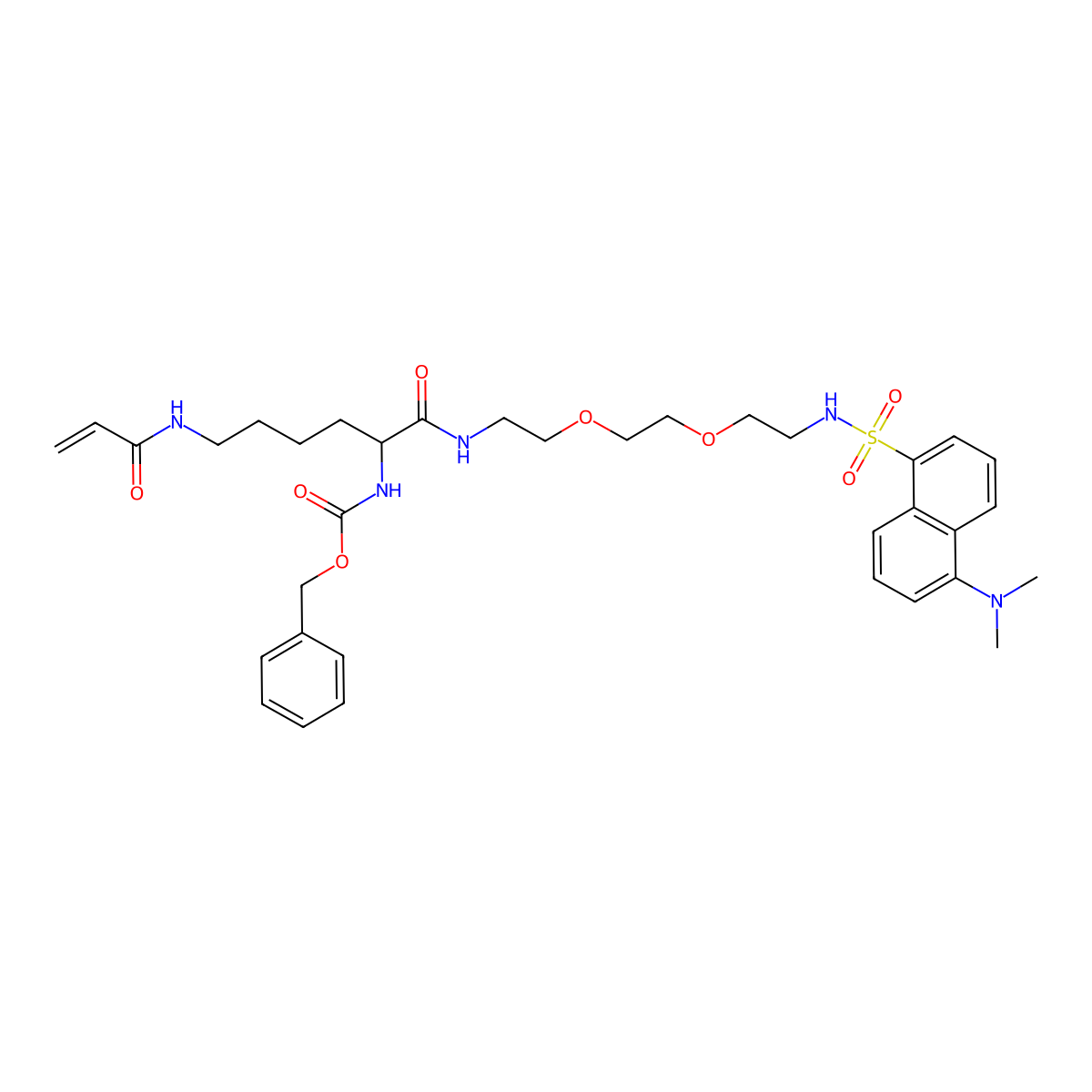 N-alpha-Carbobenzyloxy-N-epsilon-acryloyl-L-lysine(2-(2-dansylaminoethoxy)ethoxy)ethanamide molecular structure, CAS 1352090-52-8