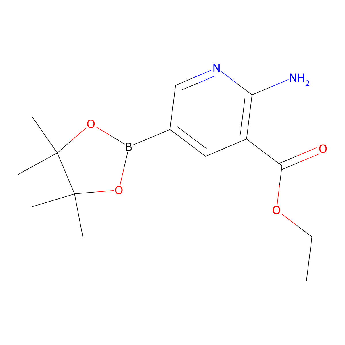 Ethyl 2-amino-5-(4,4,5,5-tetramethyl-1,3,2-dioxaborolan-2-yl)nicotinate molecular structure, CAS 1352134-59-8