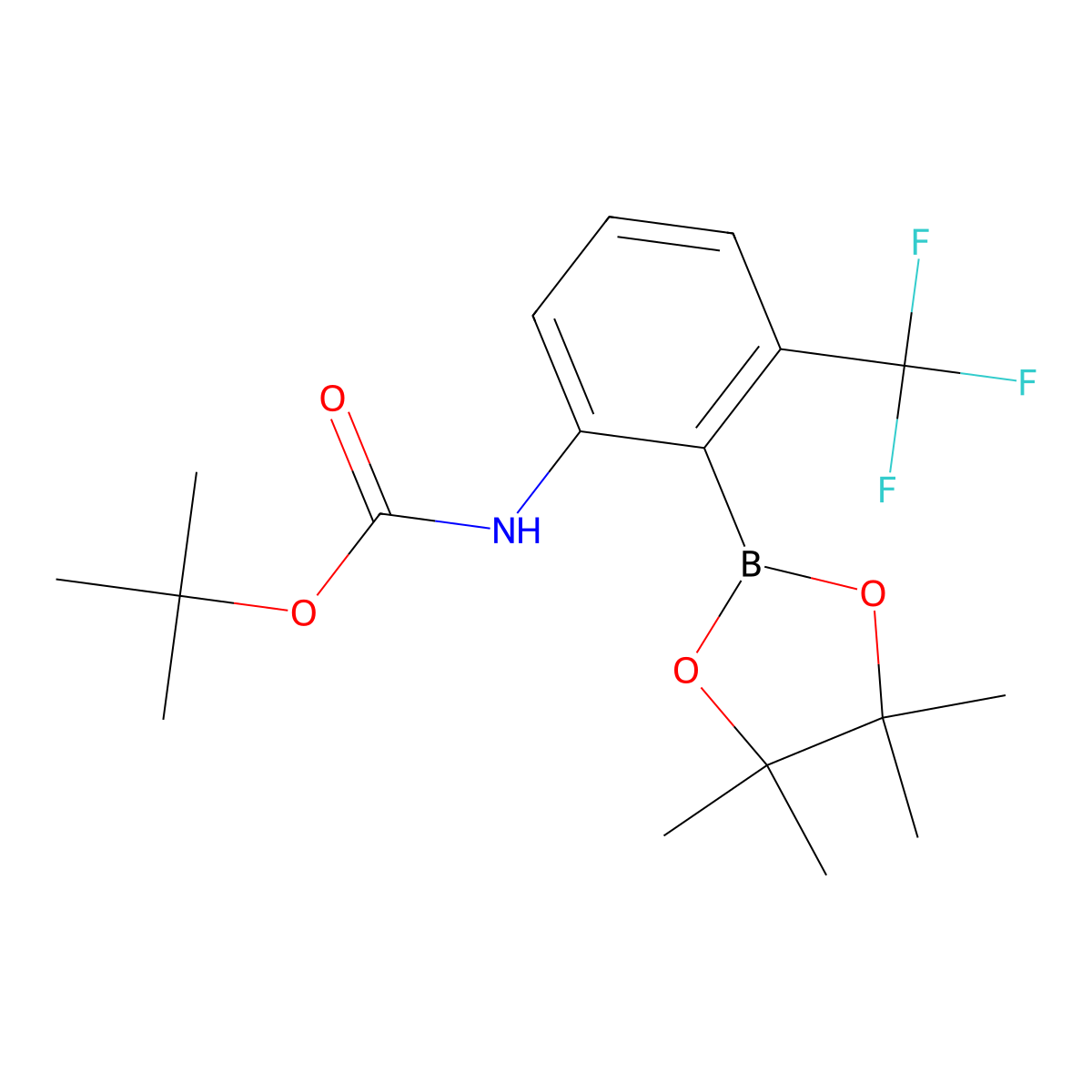 tert-butyl N-[2-(4,4,5,5-tetramethyl-1,3,2-dioxaborolan-2-yl)-3-(trifluoromethyl)phenyl]carbamate molecular structure, CAS 1352134-73-6