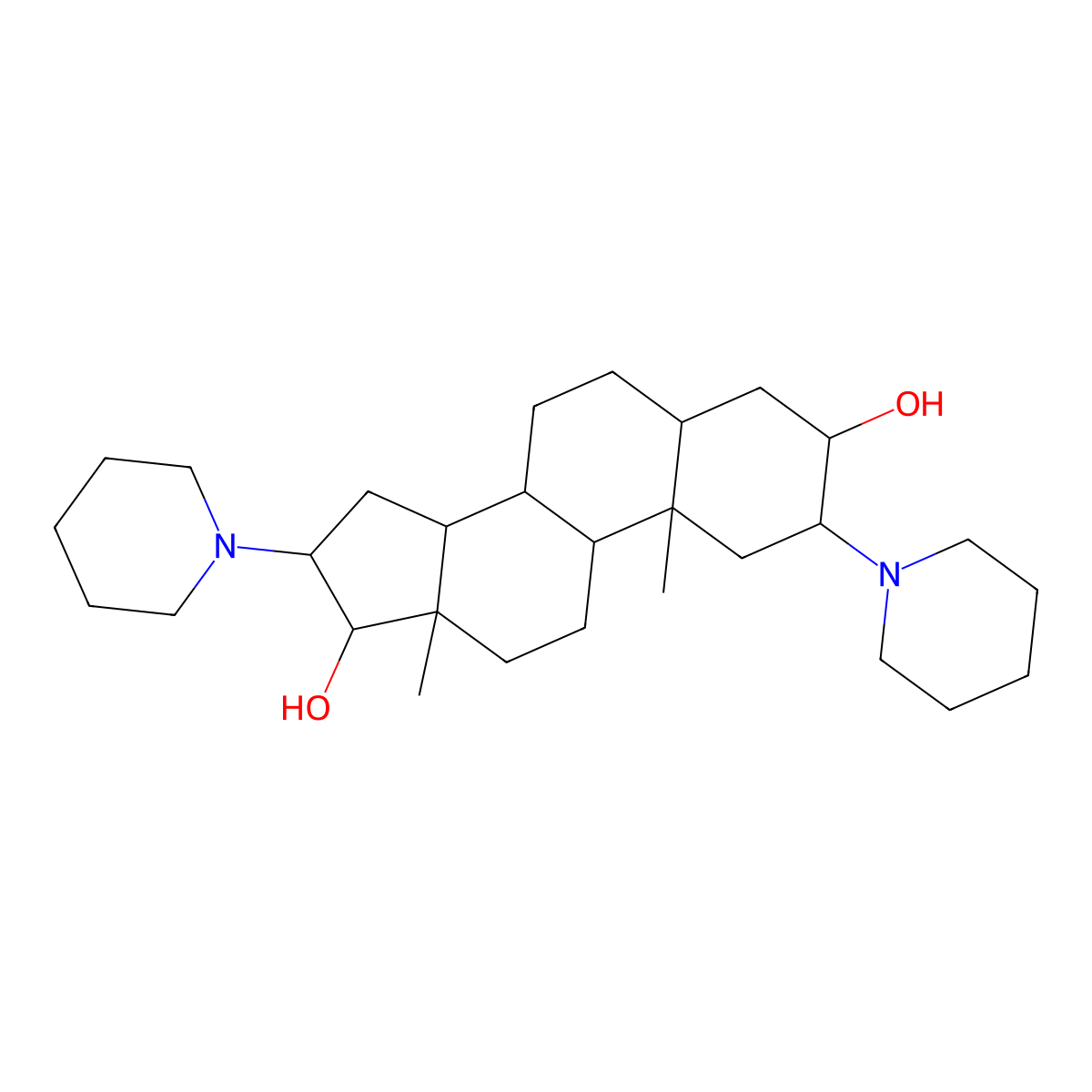 (2beta,3alpha,5alpha,16beta,17beta)-2,16-Di-1-piperidinylandrostane-3,17-diol molecular structure, CAS 13522-16-2