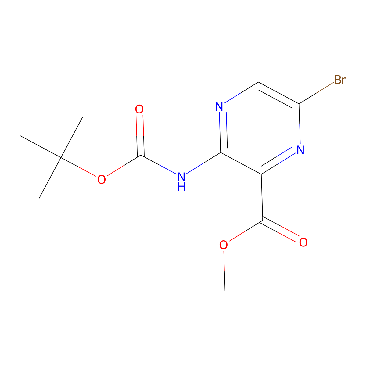 Methyl 6-bromo-3-{[(tert-butoxy)carbonyl]amino}pyrazine-2-carboxylate molecular structure, CAS 1352201-45-6