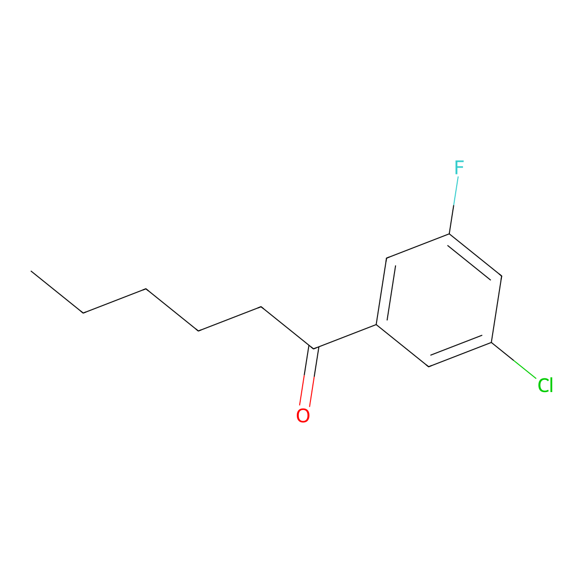 1-(3-Chloro-5-fluorophenyl)hexan-1-one molecular structure, CAS 1352206-93-9