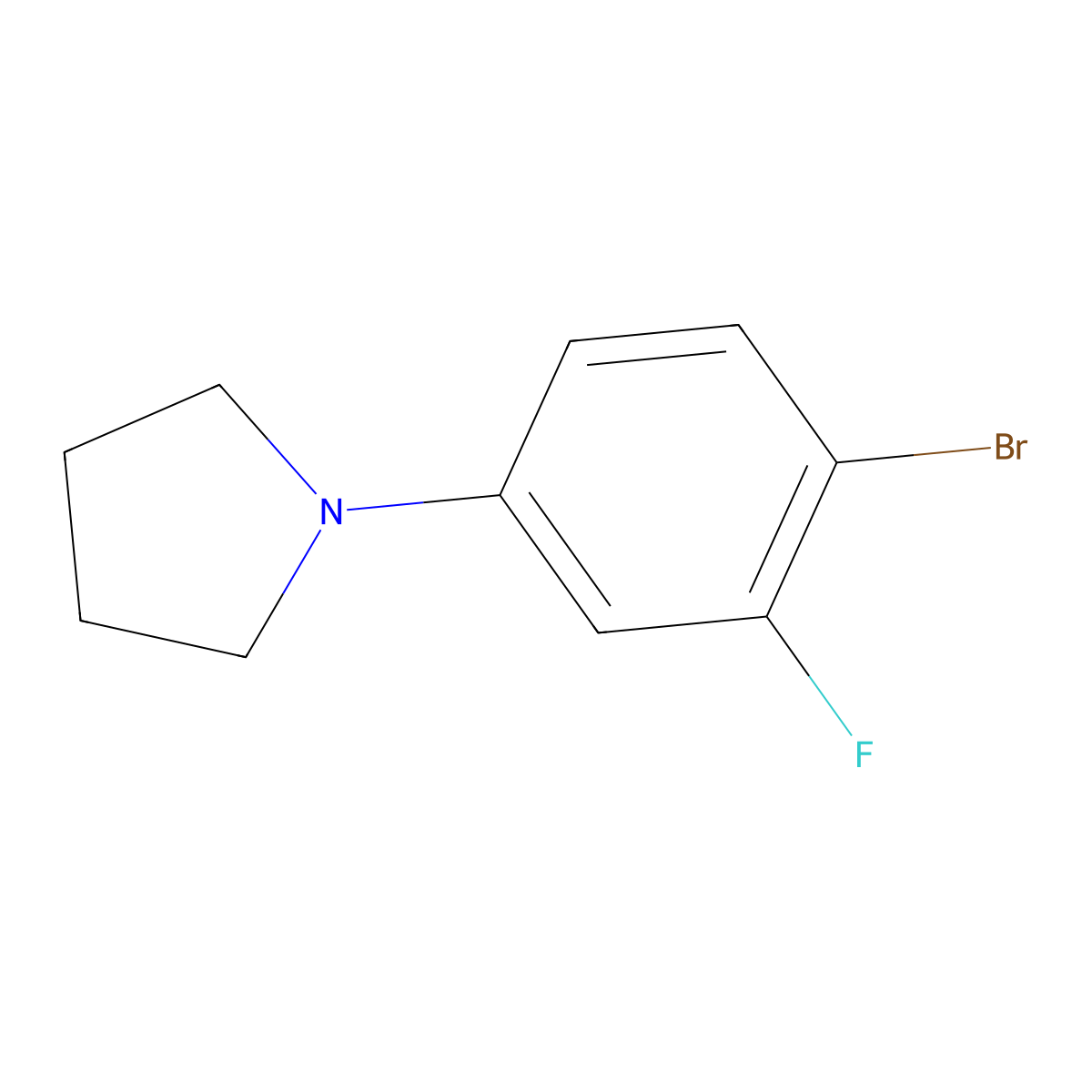 1-(4-Bromo-3-fluorophenyl)pyrrolidine molecular structure, CAS 1352208-11-7