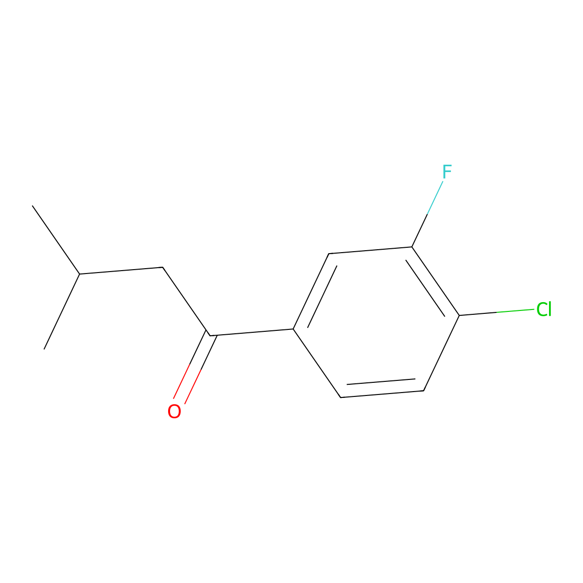 1-(4-Chloro-3-fluorophenyl)-3-methylbutan-1-one molecular structure, CAS 1352208-38-8