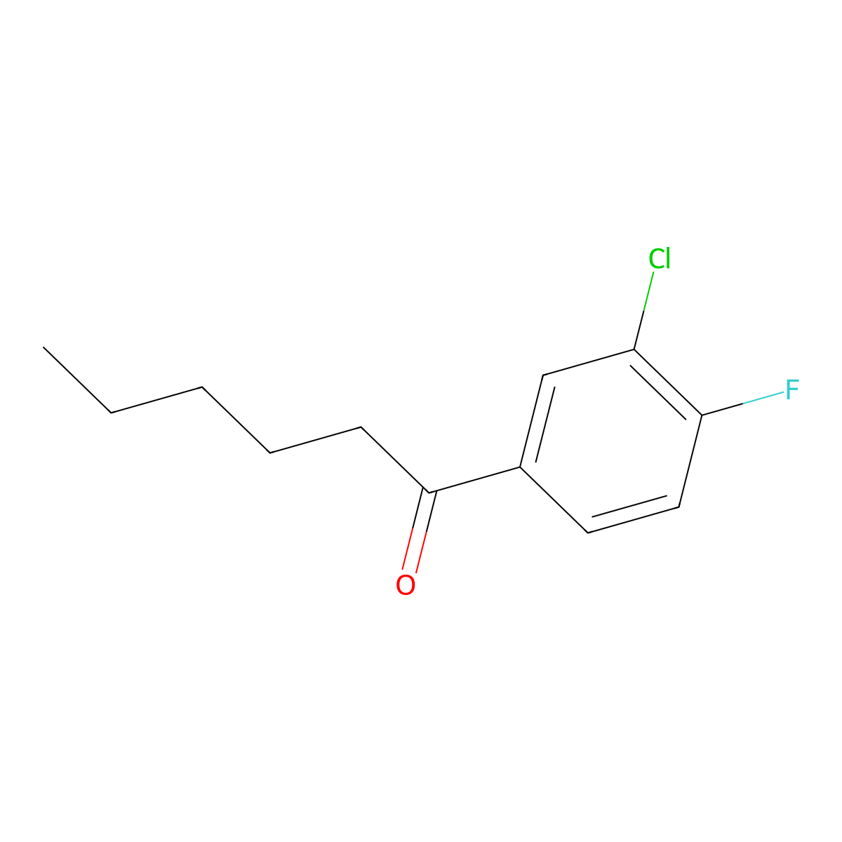 1-(3-Chloro-4-fluorophenyl)hexan-1-one molecular structure, CAS 1352208-39-9