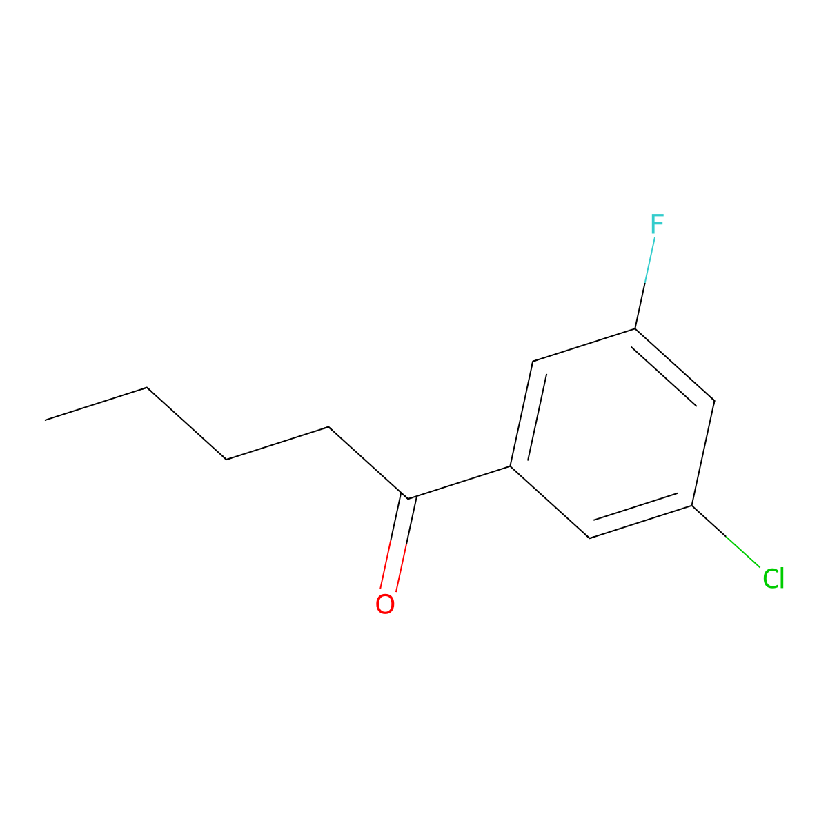 1-(3-Chloro-5-fluorophenyl)pentan-1-one molecular structure, CAS 1352208-92-4
