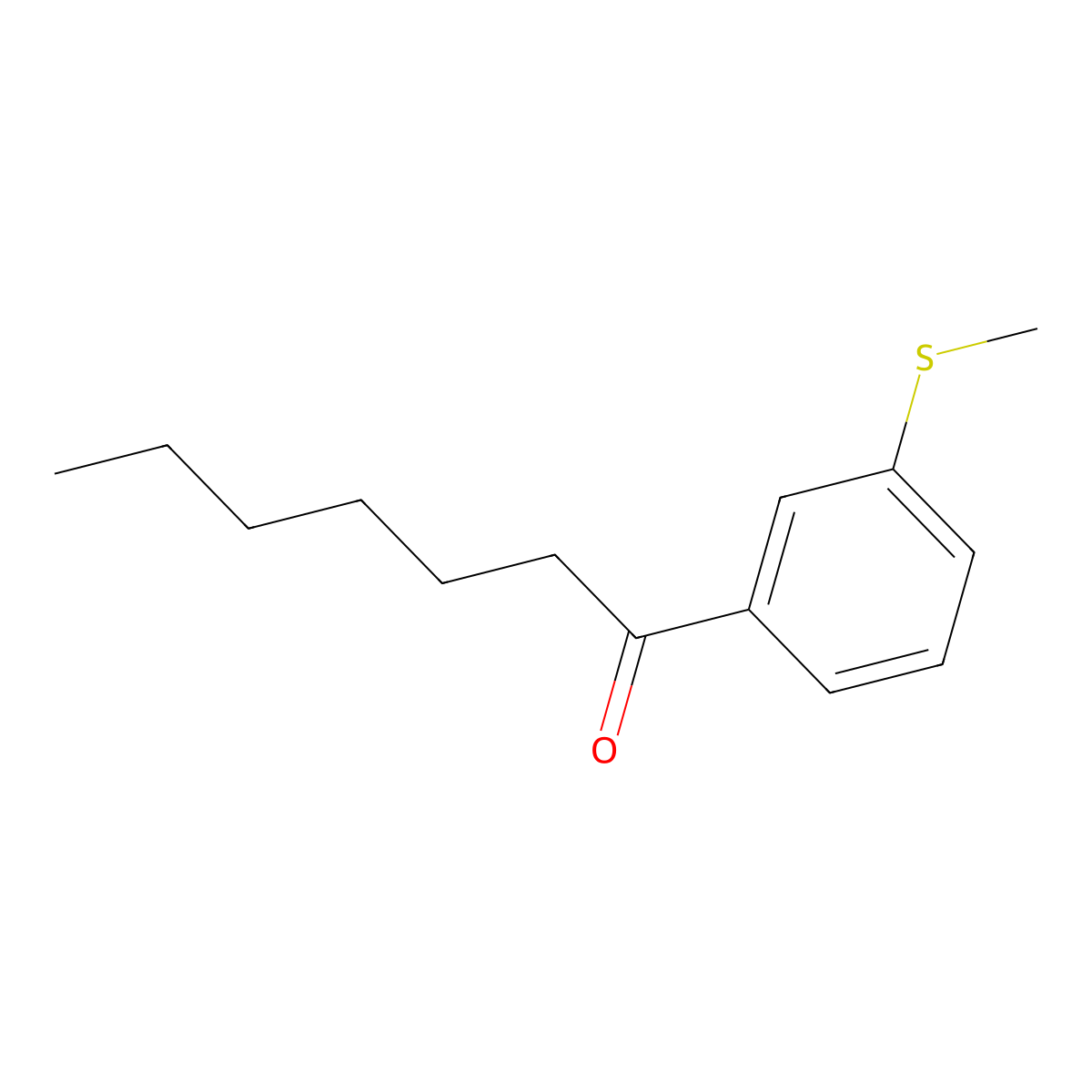 1-(3-Methylsulfanylphenyl)heptan-1-one molecular structure, CAS 1352209-98-3