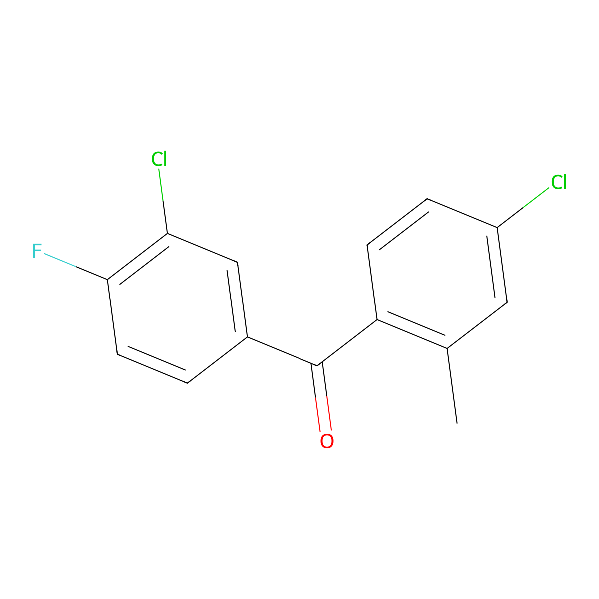 (3-Chloro-4-fluorophenyl)(4-chloro-2-methylphenyl)methanone molecular structure, CAS 1352210-12-8