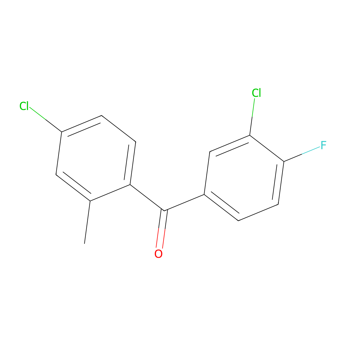 (3-Chloro-4-fluorophenyl)(4-chloro-2-methylphenyl)methanone molecular structure, CAS 1352210-12-8