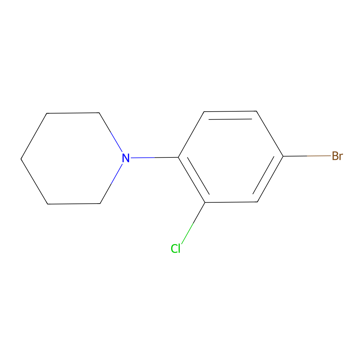 1-(4-Bromo-2-chlorophenyl)piperidine molecular structure, CAS 1352216-08-0