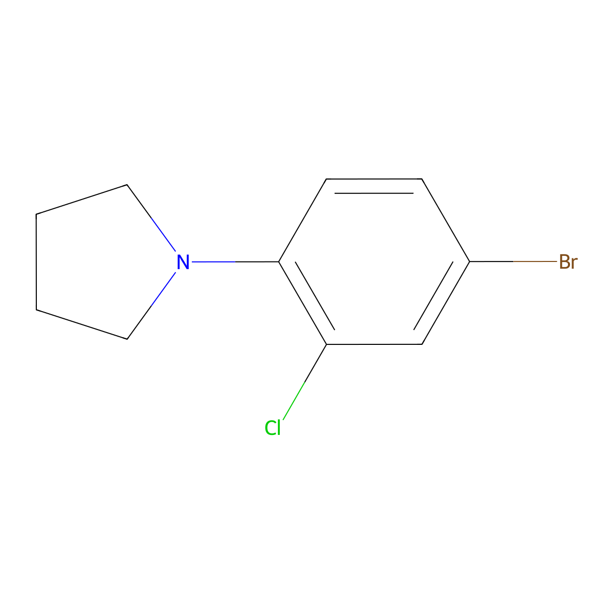 1-(4-Bromo-2-chlorophenyl)pyrrolidine molecular structure, CAS 1352216-52-4