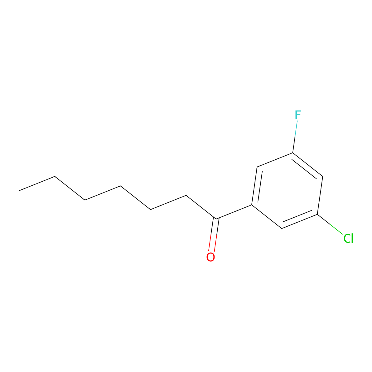 1-(3-Chloro-5-fluorophenyl)heptan-1-one molecular structure, CAS 1352217-40-3