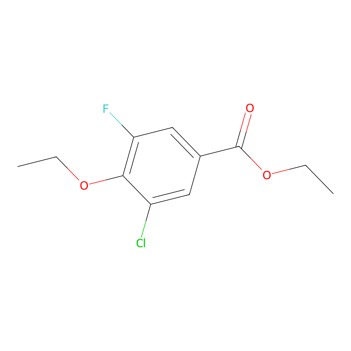 Ethyl 3-chloro-4-ethoxy-5-fluorobenzoate molecular structure, CAS 1352222-14-0