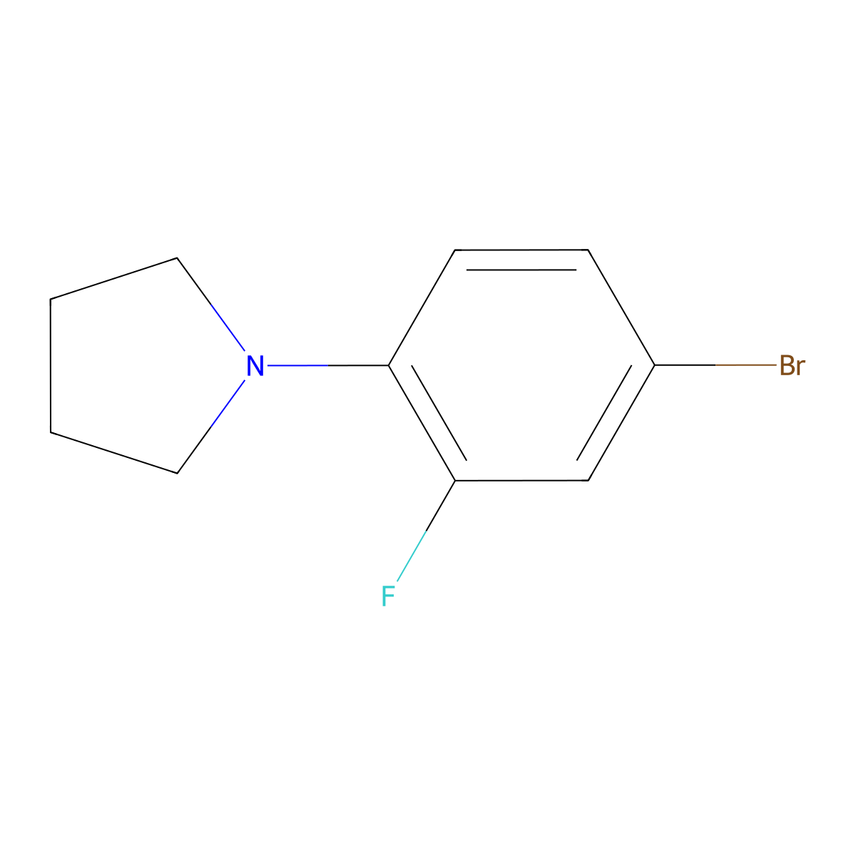 1-(4-Bromo-2-fluorophenyl)pyrrolidine molecular structure, CAS 1352223-91-6