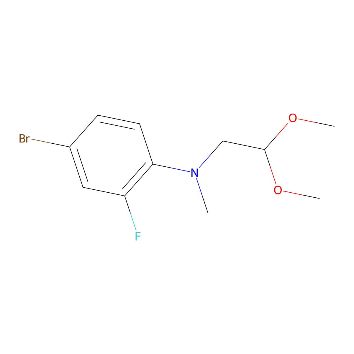 4-Bromo-N-(2,2-dimethoxyethyl)-2-fluoro-N-methylaniline molecular structure, CAS 1352224-42-0