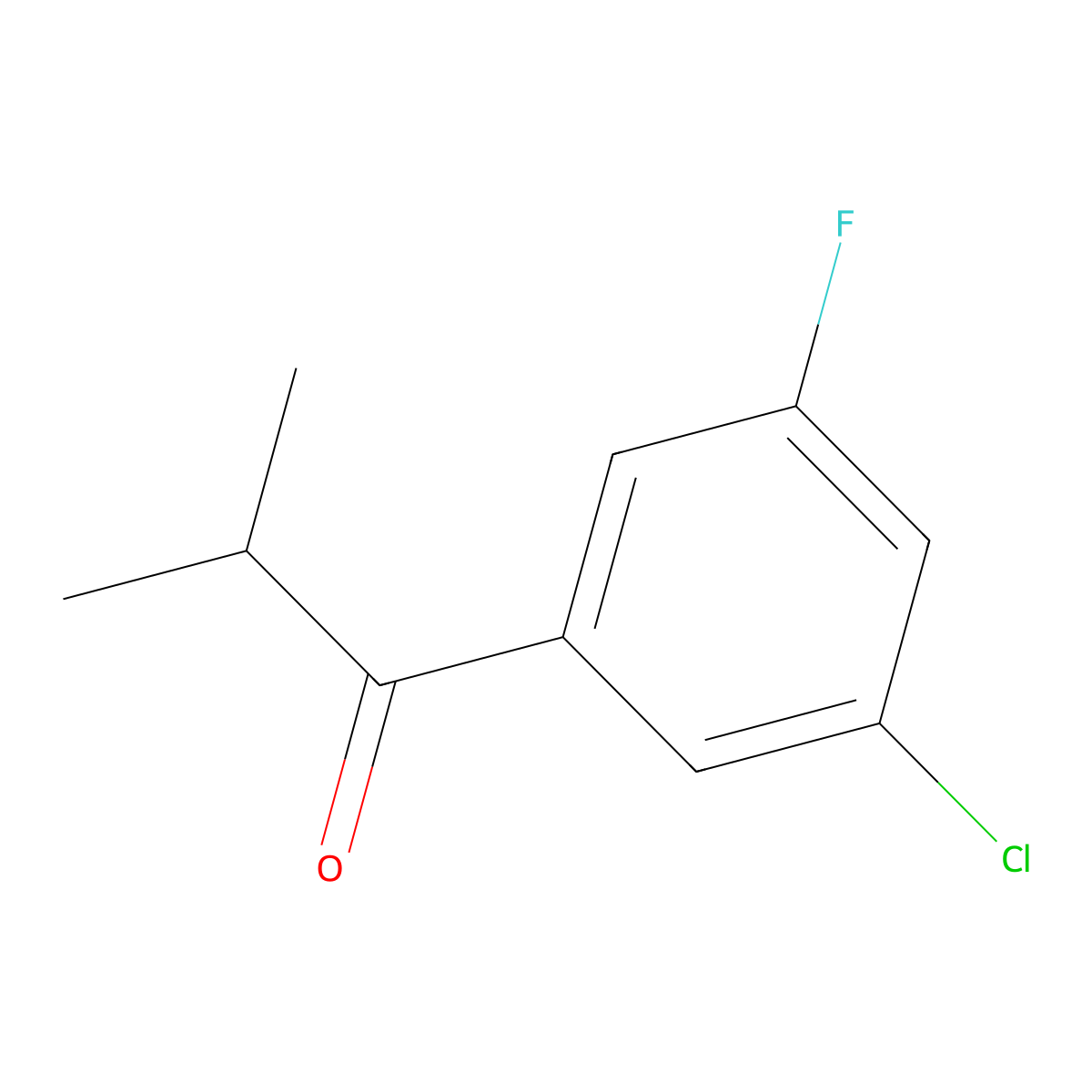 1-(3-Chloro-5-fluorophenyl)-2-methylpropan-1-one molecular structure, CAS 1352226-72-2