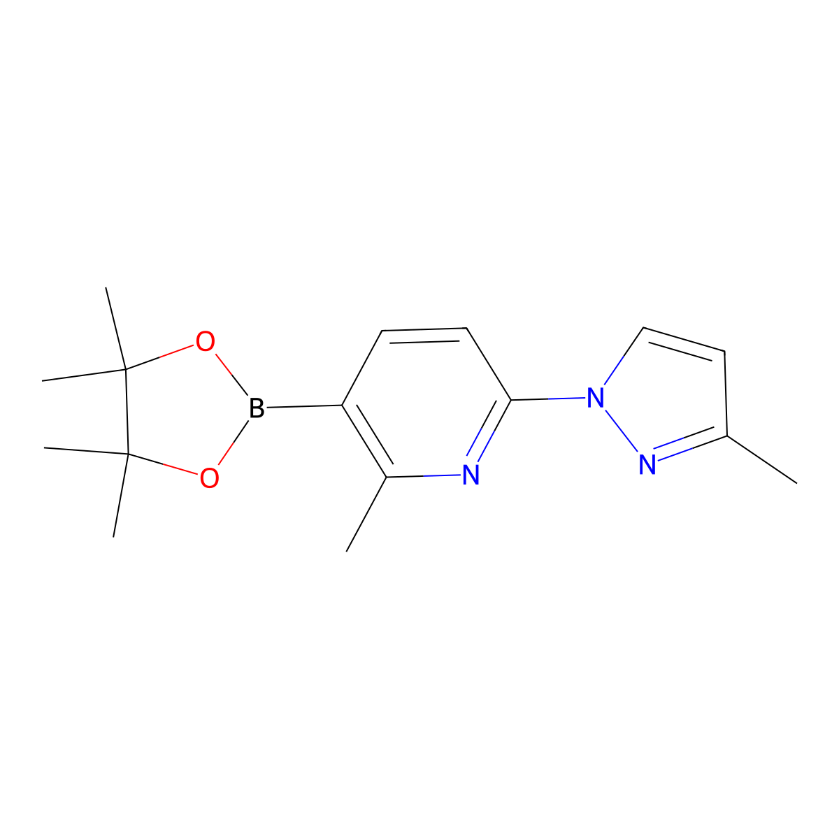 2-Methyl-6-(3-methyl-1H-pyrazol-1-yl)-3-(4,4,5,5-tetramethyl-1,3,2-dioxaborolan-2-yl)pyridine molecular structure, CAS 1352239-72-5