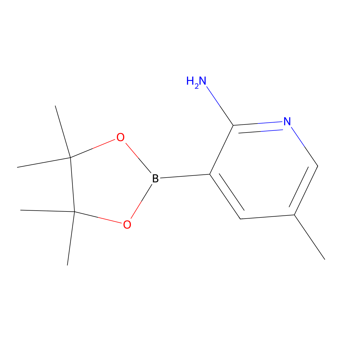 5-Methyl-3-(4,4,5,5-tetramethyl-1,3,2-dioxaborolan-2-yl)pyridin-2-amine molecular structure, CAS 1352239-77-0