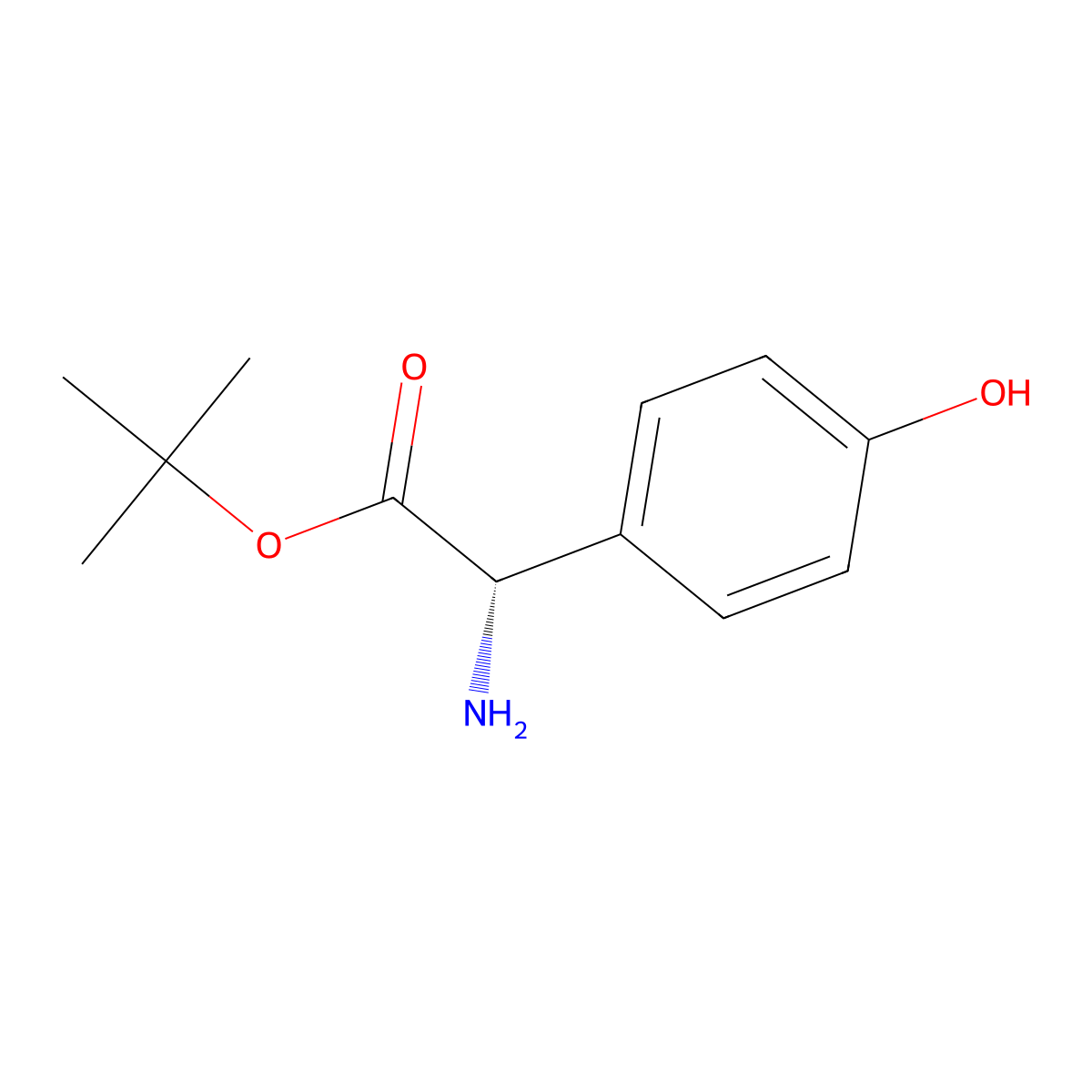 tert-butyl (2S)-2-amino-2-(4-hydroxyphenyl)acetate molecular structure, CAS 1352296-19-5