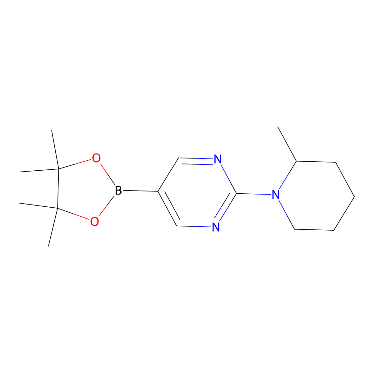 2-(2-Methylpiperidino)pyrimidine-5-boronic acid pinacol ester molecular structure, CAS 1352297-55-2