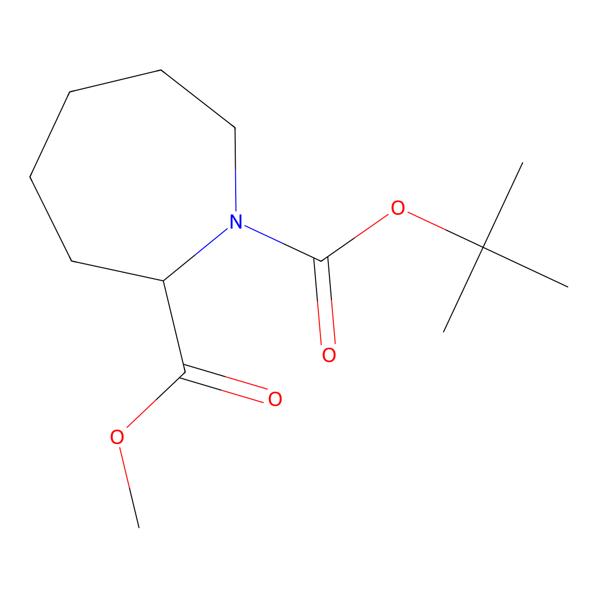 1-tert-Butyl 2-methyl azepane-1,2-dicarboxylate molecular structure, CAS 1352305-12-4