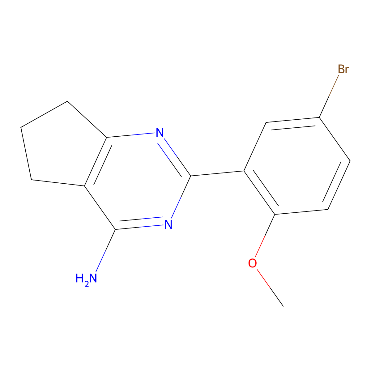 2-(5-bromo-2-methoxyphenyl)-6,7-dihydro-5H-cyclopenta[d]pyrimidin-4-amine molecular structure, CAS 1352305-20-4