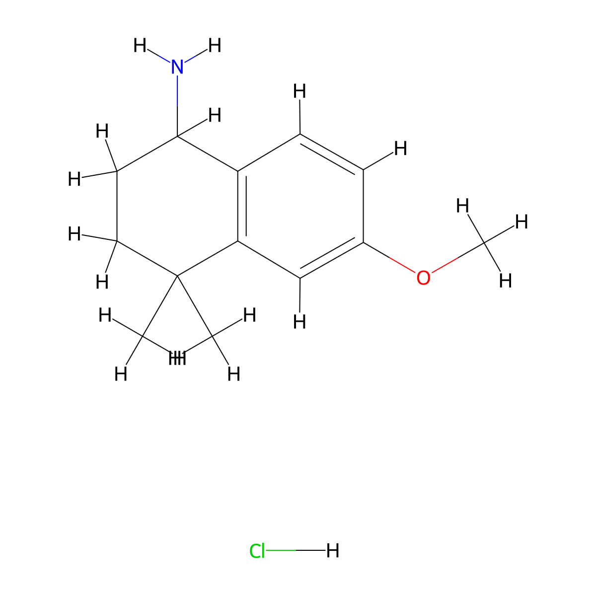 6-Methoxy-4,4-dimethyl-1,2,3,4-tetrahydronaphthalen-1-amine hydrochloride molecular structure, CAS 1352305-30-6
