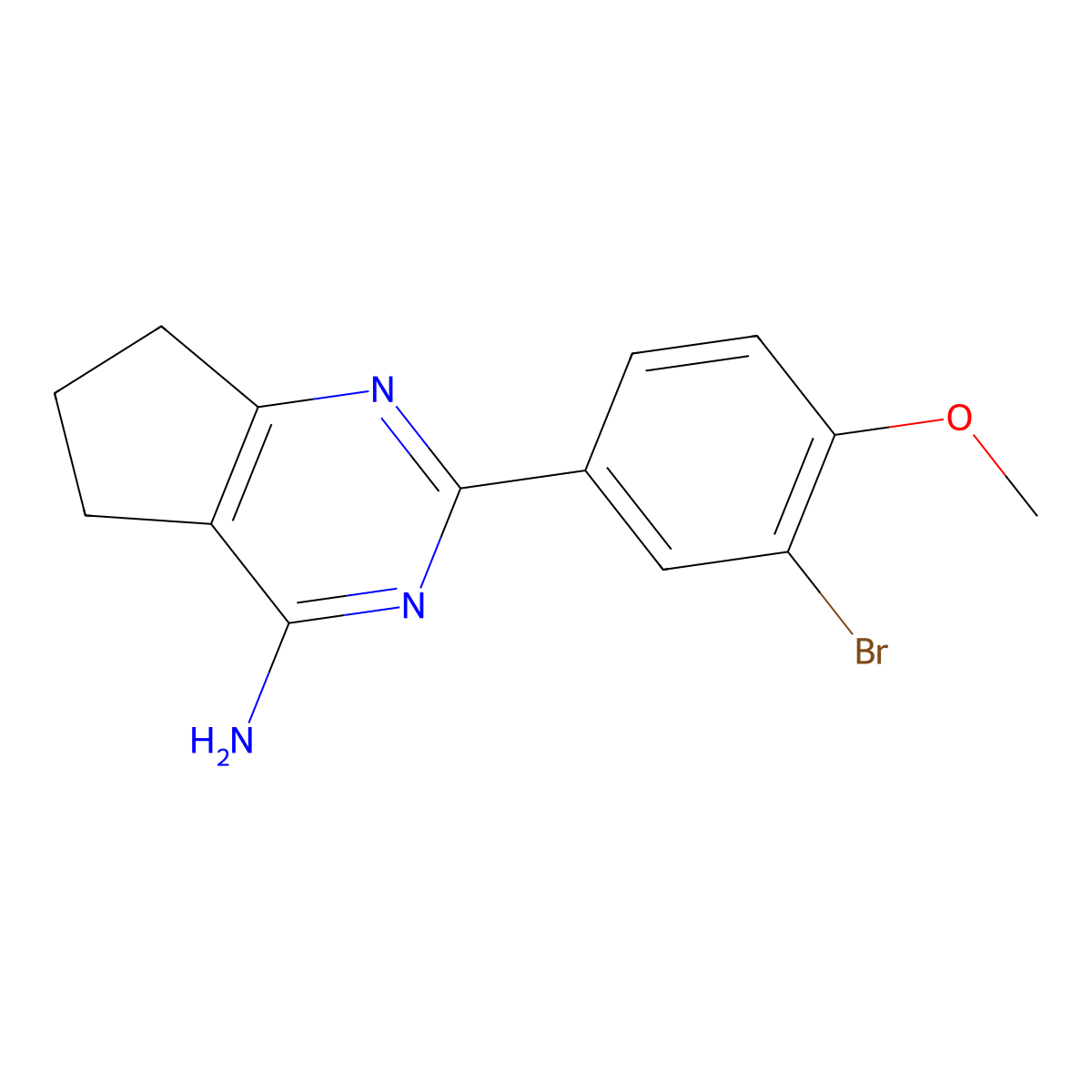 2-(3-bromo-4-methoxyphenyl)-6,7-dihydro-5H-cyclopenta[d]pyrimidin-4-amine molecular structure, CAS 1352305-32-8