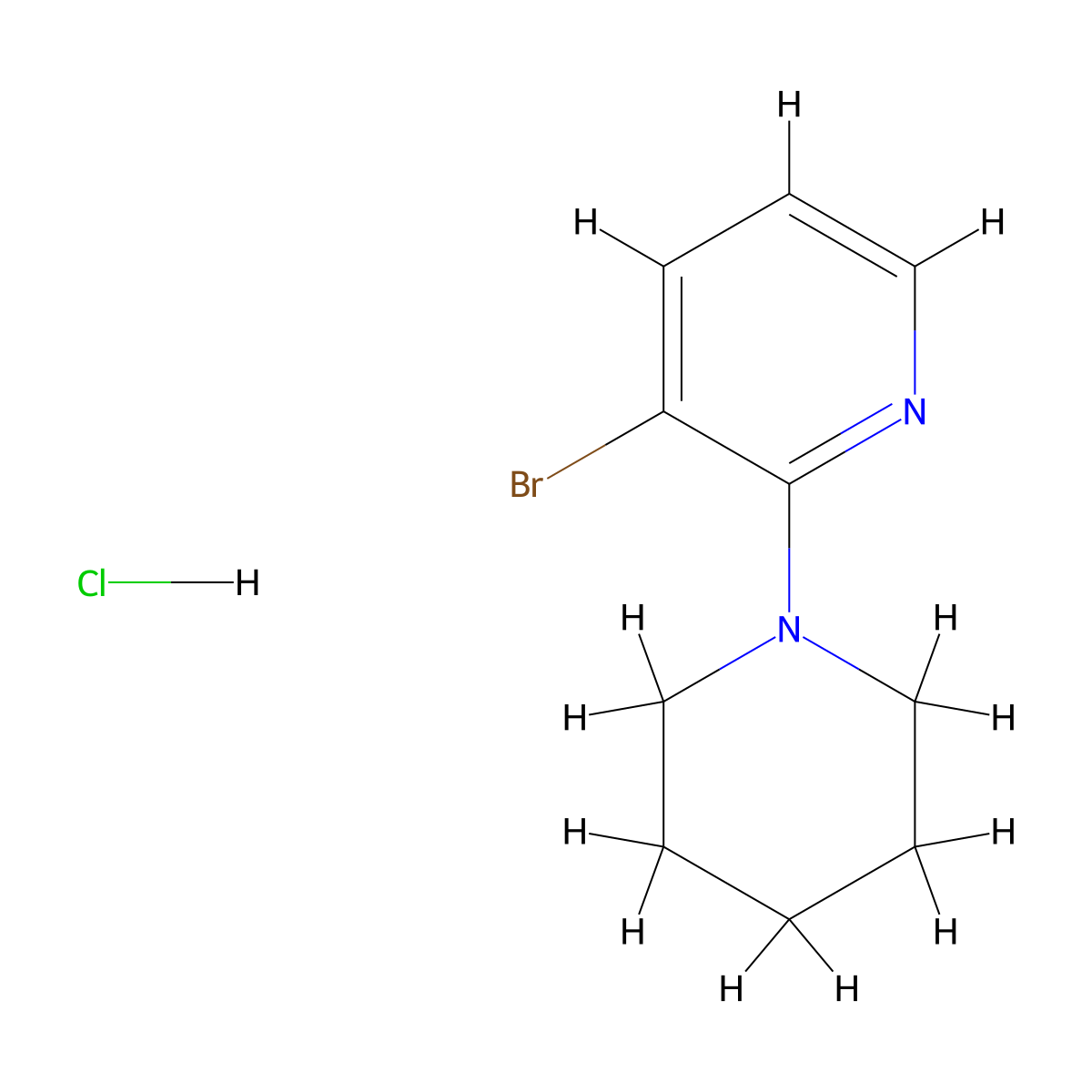 3-Bromo-2-piperidinopyridine, HCl molecular structure, CAS 1352318-07-0