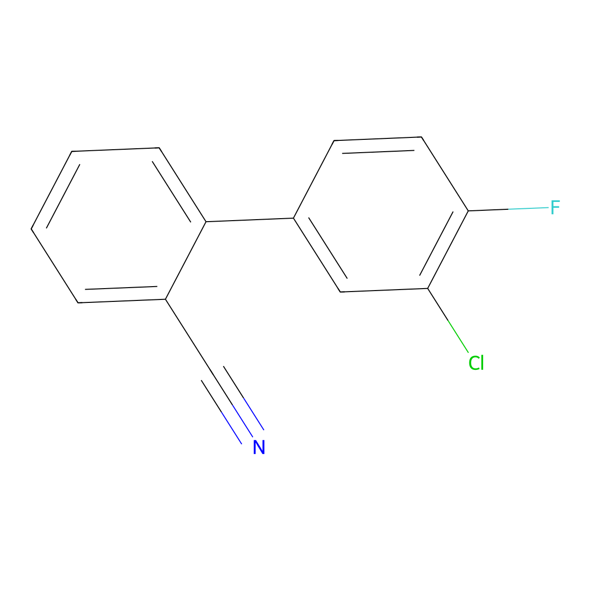 2-(3-Chloro-4-fluorophenyl)benzonitrile molecular structure, CAS 1352318-35-4