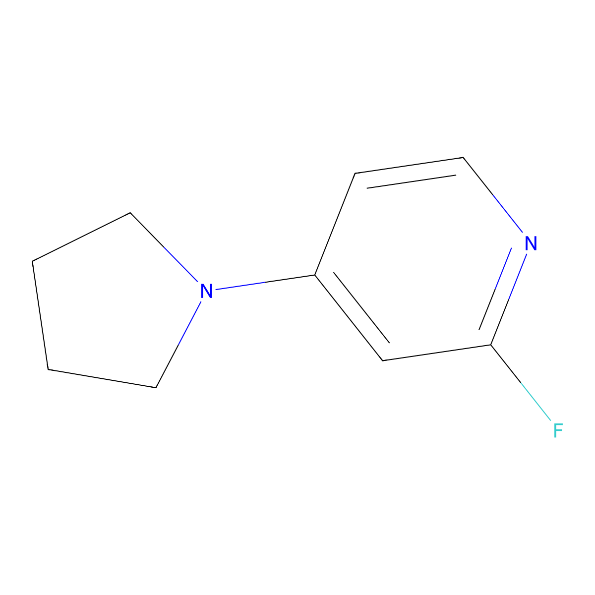 2-Fluoro-4-(pyrrolidin-1-yl)pyridine molecular structure, CAS 1352318-60-5