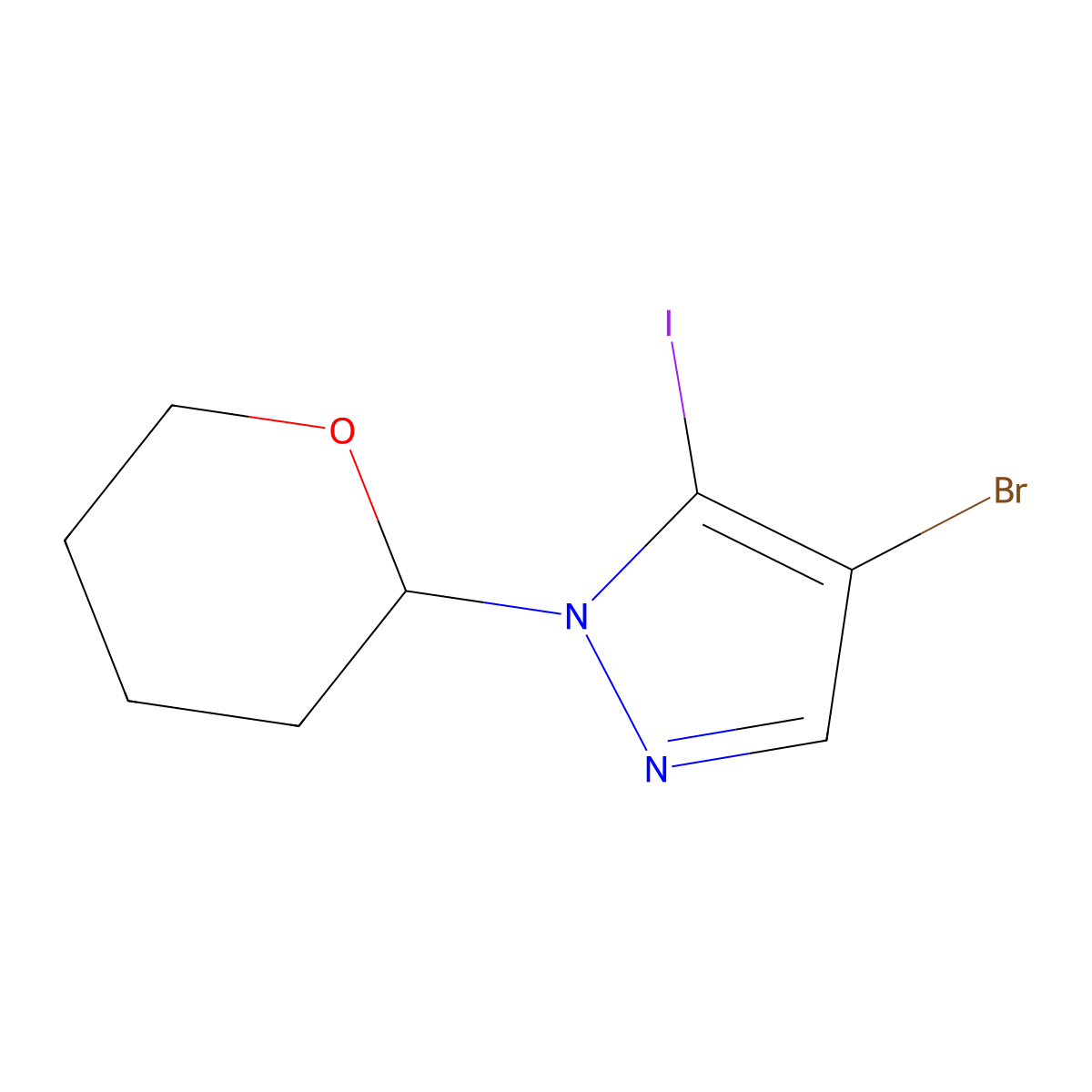 4-Bromo-5-iodo-1-(oxan-2-YL)pyrazole molecular structure, CAS 1352318-61-6