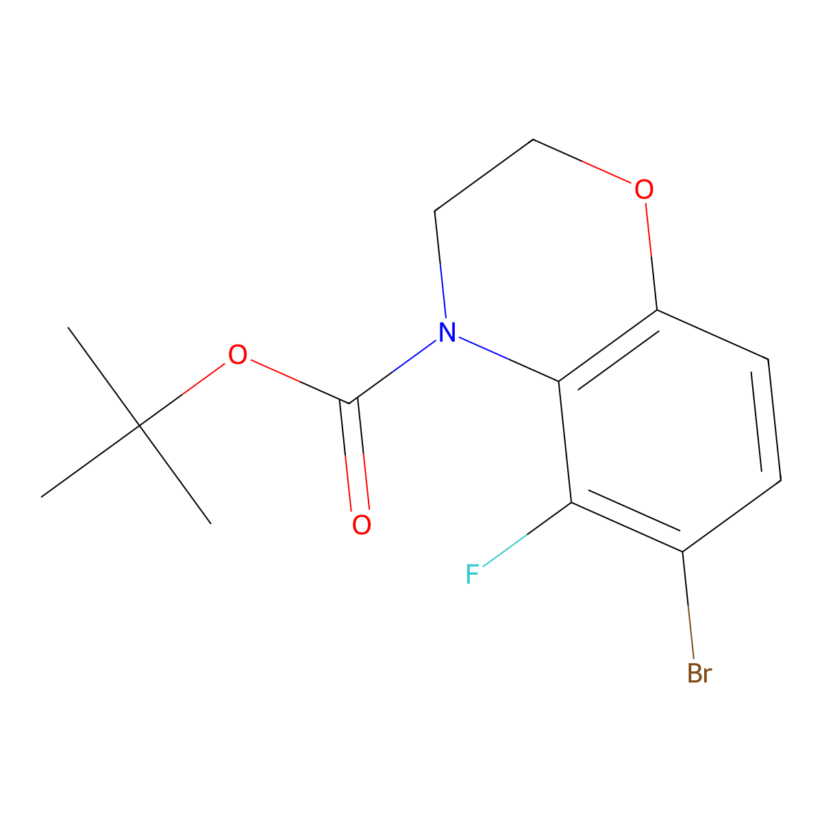 4-BOC-6-Bromo-5-fluoro-2,3-dihydro-1,4-benzoxazine molecular structure, CAS 1352318-72-9