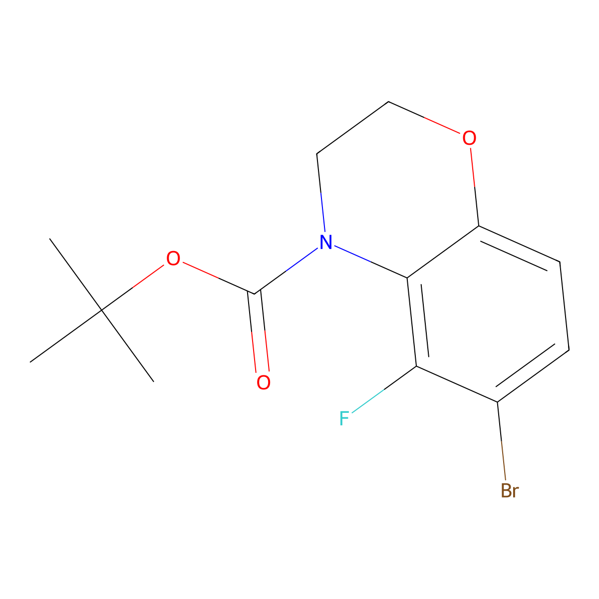 4-BOC-6-Bromo-5-fluoro-2,3-dihydro-1,4-benzoxazine molecular structure, CAS 1352318-72-9