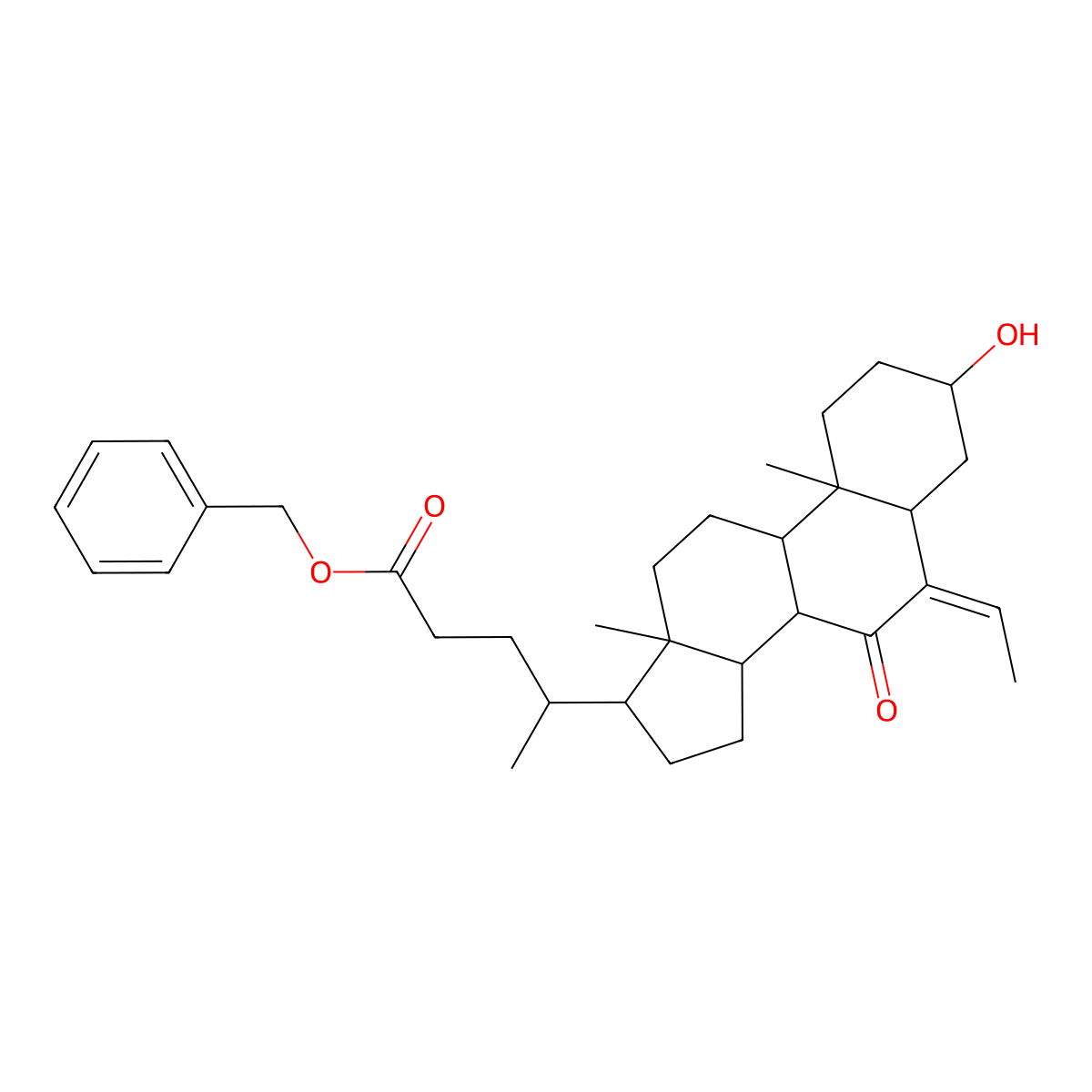 benzyl (4R)-4-[(3R,5R,8S,9S,10R,13R,14S,17R)-6-ethylidene-3-hydroxy-10,13-dimethyl-7-oxo-2,3,4,5,8,9,11,12,14,15,16,17-dodecahydro-1H-cyclopenta[a]phenanthren-17-yl]pentanoate molecular structure, CAS 1352328-66-5