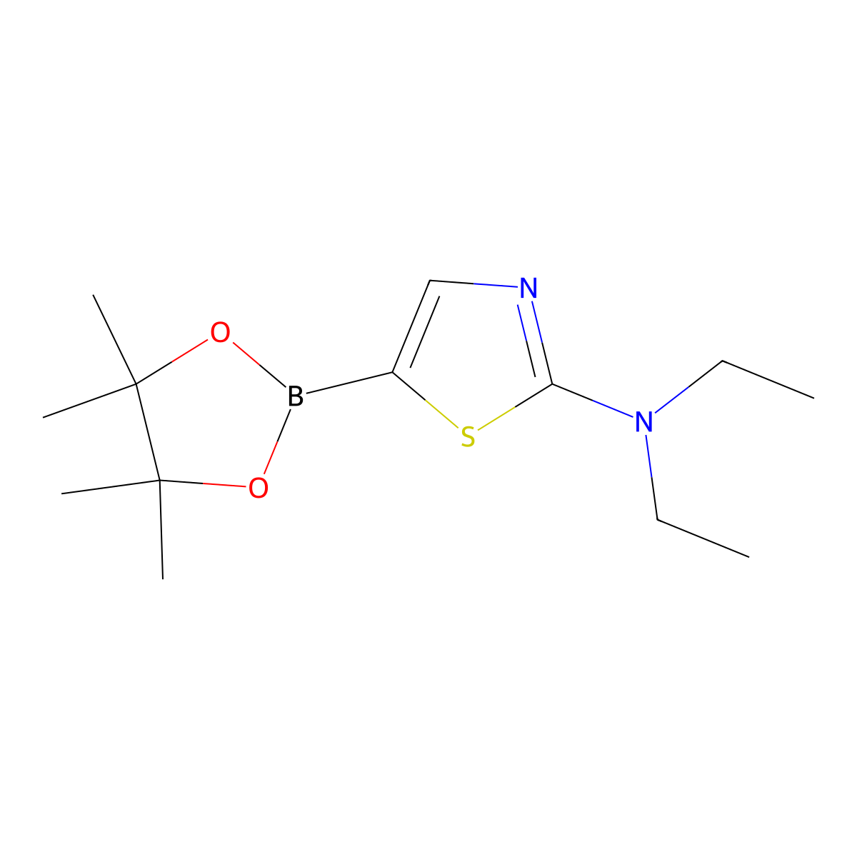 N,N-Diethyl-5-(4,4,5,5-tetramethyl-1,3,2-dioxaborolan-2-yl)thiazol-2-amine molecular structure, CAS 1352334-85-0